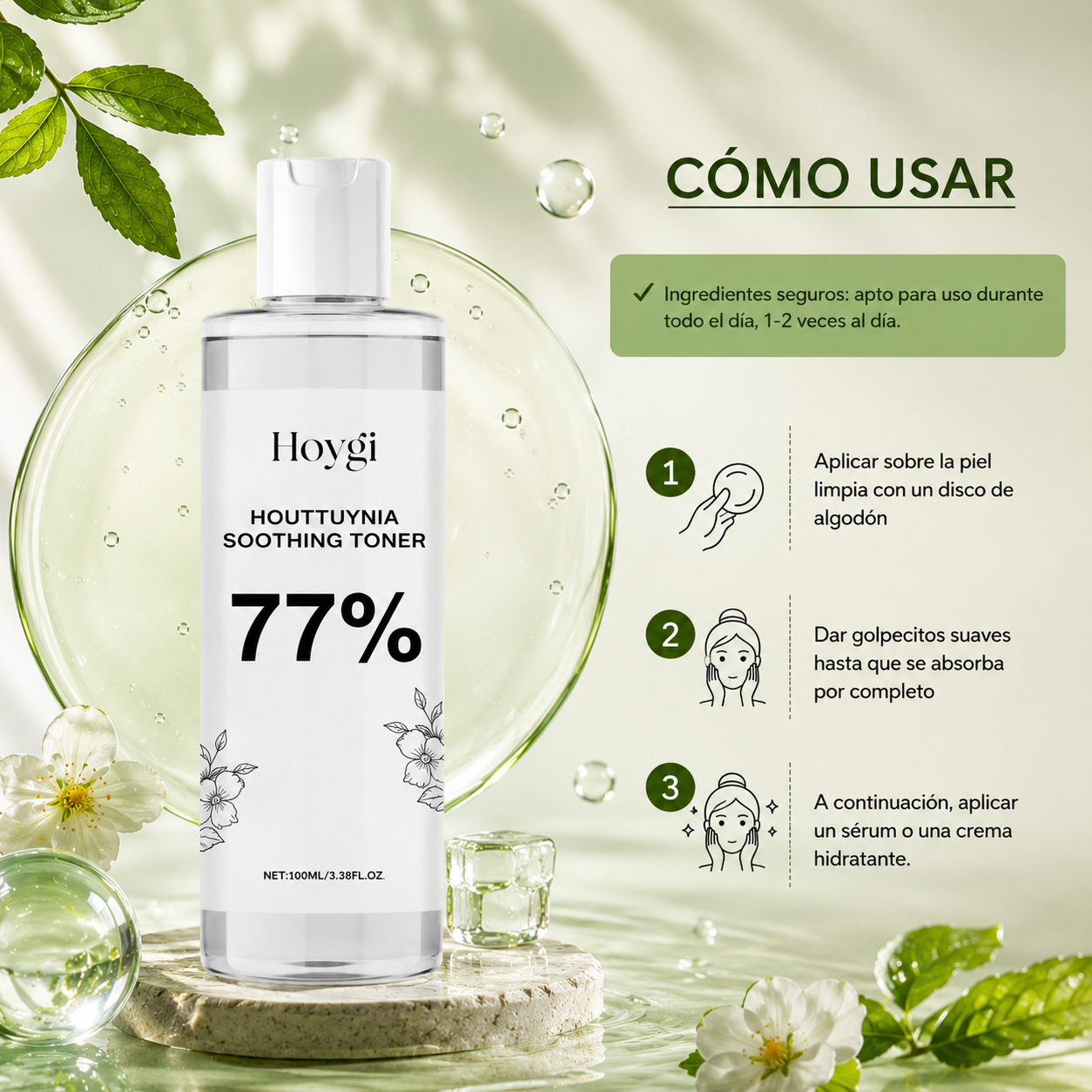 Tónico Facial Calmante de Houttuynia 77%