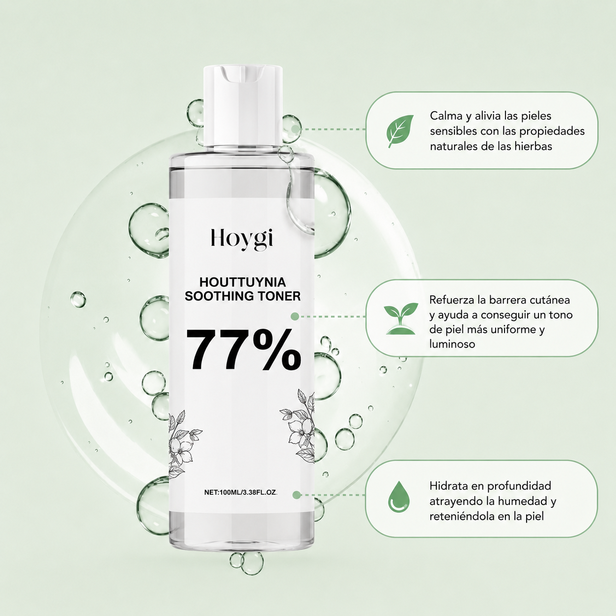 Tónico Facial Calmante de Houttuynia 77%